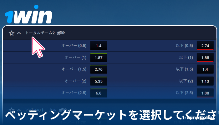 1Win JPで賭け市場を選択する