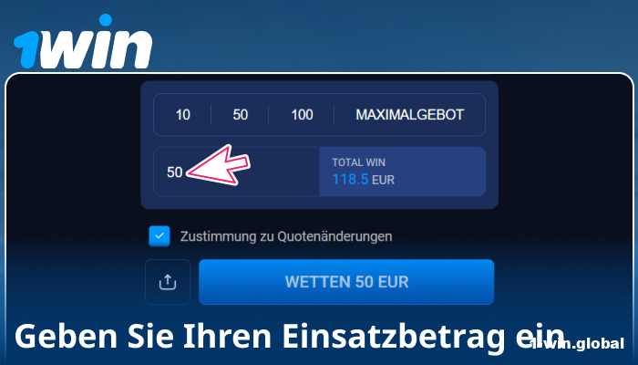 Geben Sie Ihren Einsatz bei 1Win Deutschland ein