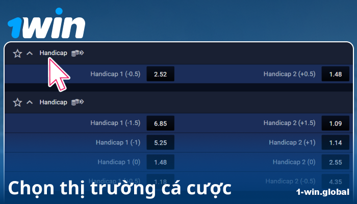 Chọn thị trường cược tại 1Win VN