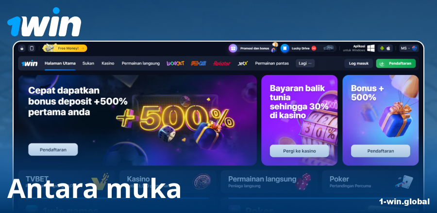 Visual laman web 1Win