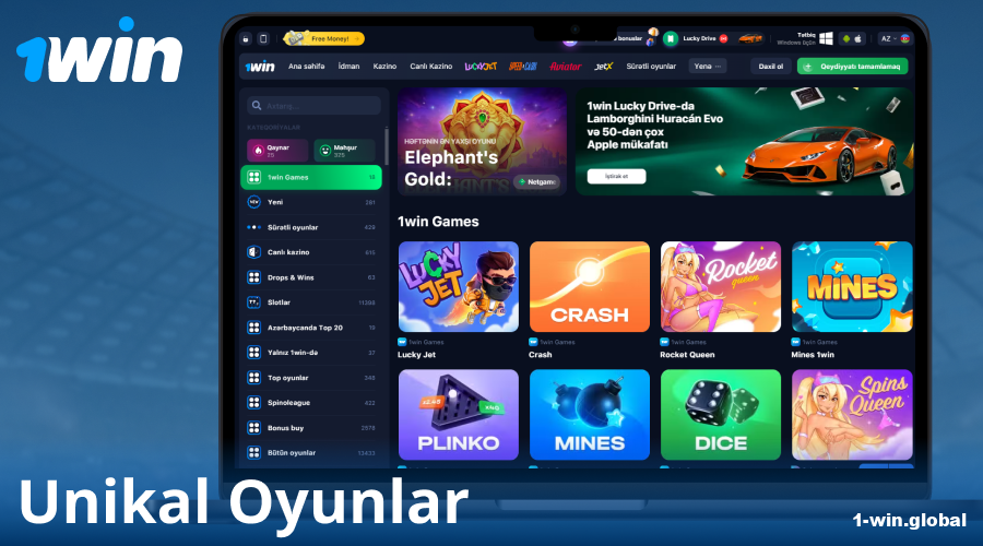 Azərbaycanlı oyunçular üçün eksklüziv 1Win oyunları